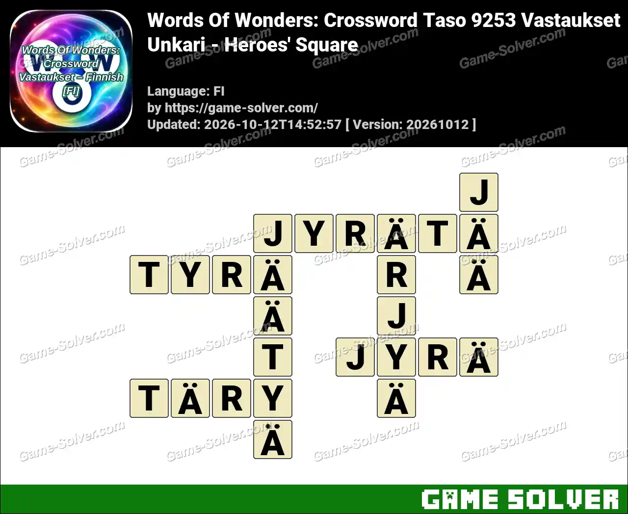 Words Of Wonders: Crossword Taso 9253 Vastaukset – Unkari – Heroes’ Square